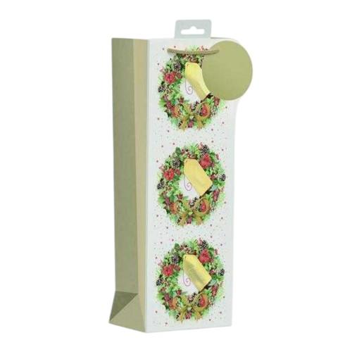 Giftmaker Wreath Christmas Bottle Bag
