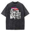 Vintage Washed TShirt Men Summer Streetwear T-shirt JoJo Bizarre Adventure Anime High Quality Cotton Casual Short Sleeve Tshirt