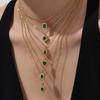 Douyin Trend Wassertropfen Strass Zirkon Anhänger Halskette & Ohrringe Damen Set, 18 Karat Vergoldeter Edelstahl.