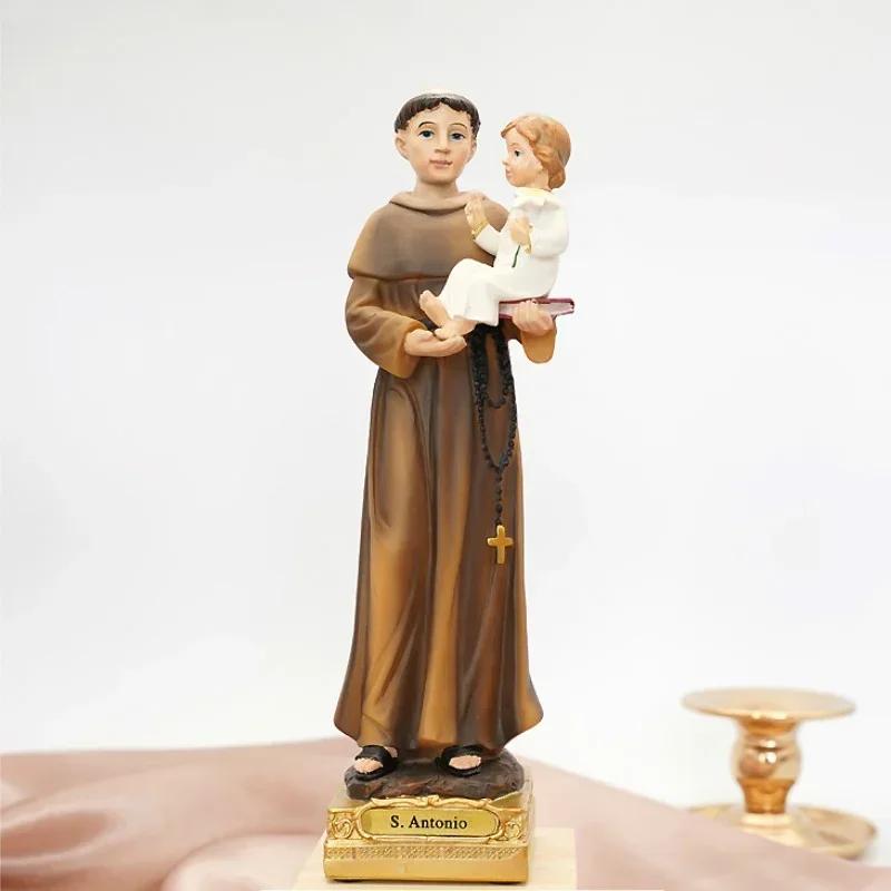 1Pz 20/30Cm Statua Icona di San Antonio Famiglia Santa Cattolica Ornamenti per la Preghiera Cristo Gesù Decorazione per la Casa Artigianato in Resina