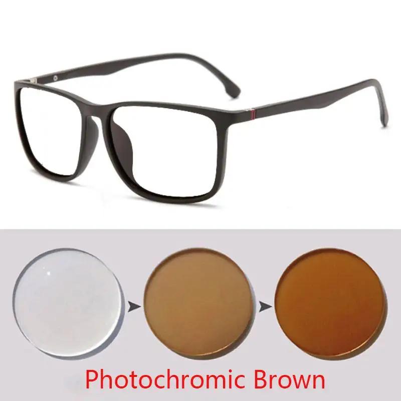 Square Sunglasses Men Thin Leg Anti Glare Minus Tea Lens Prescription Sunglasses Diopter 0 -0.5 -0.75 -1.0 To -6.0