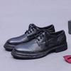 Washed Horse Leather Shoes Men's New Versatile Round Head Thick Heel Lace-up Goodyear Leather Shoes
