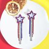 1 Paar Damen Quastenohrringe, Stern Ohrstecker Pave Hängeohrringe, Boho Wasserfall Perlenfransen Ohrringe, Amerikanische Flagge Ohrringe Schmuck Geschenk