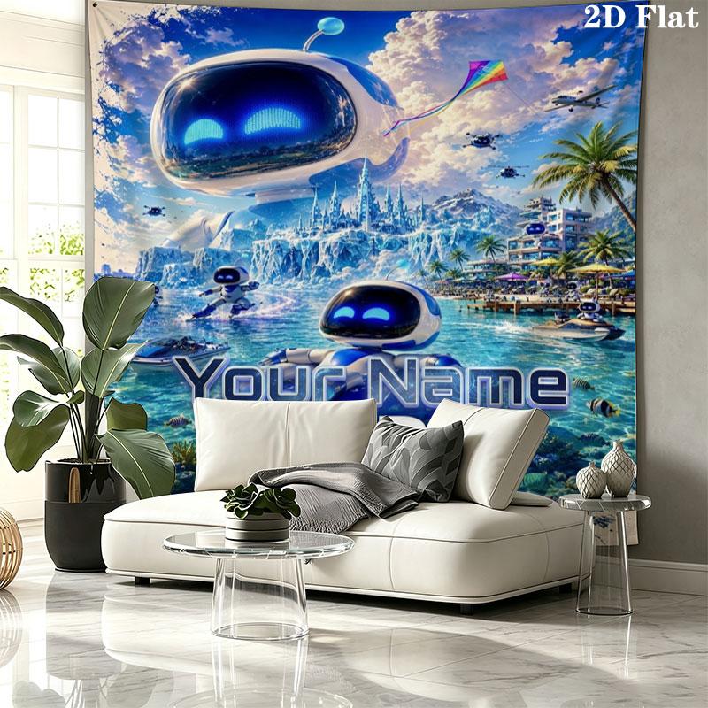 ASTRO BOT Custom Name Wall Tapestry Aesthetic Wall Hanging Printed Fabric Blanket Decorative Tapestries for Bedroom Living Room Home Decor