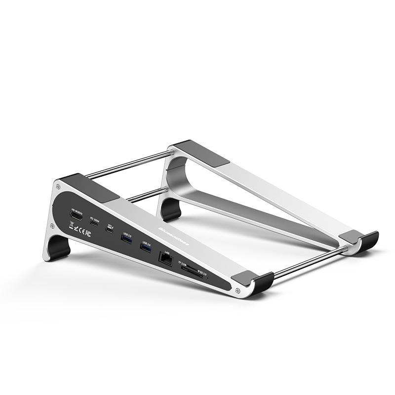 Aluminum Alloy Laptop Docking Station Stand with Heat Dissipation - 7-in-1 Computer Holder.