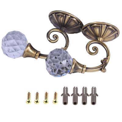 2x Metall Kristallglas Vorhanghalter Wand Fenster Drapierung Raffhaken Aufhänger Dunkelbronze