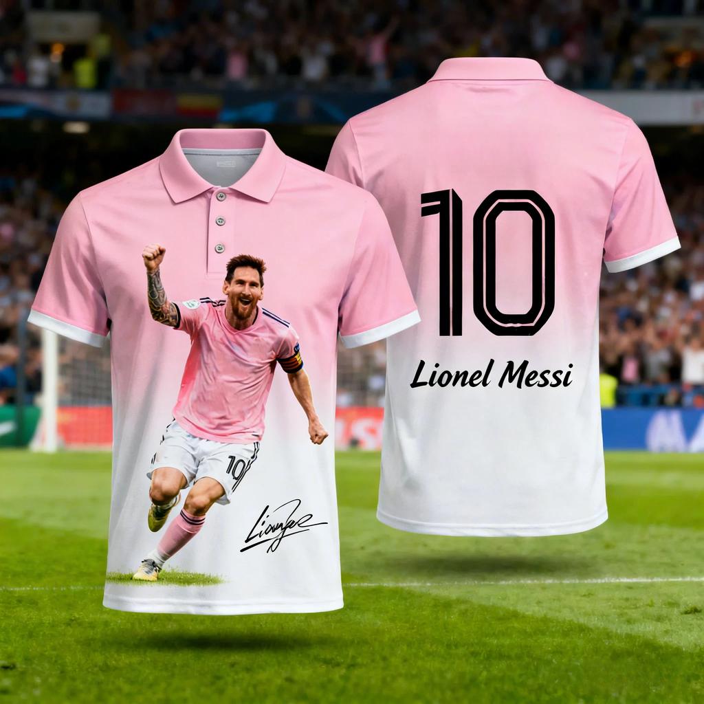 2026 Model Men's Polo Shirt, Fashionable and Trendy, Street Style, Messi 3D Print, Suitable for All Seasons.
