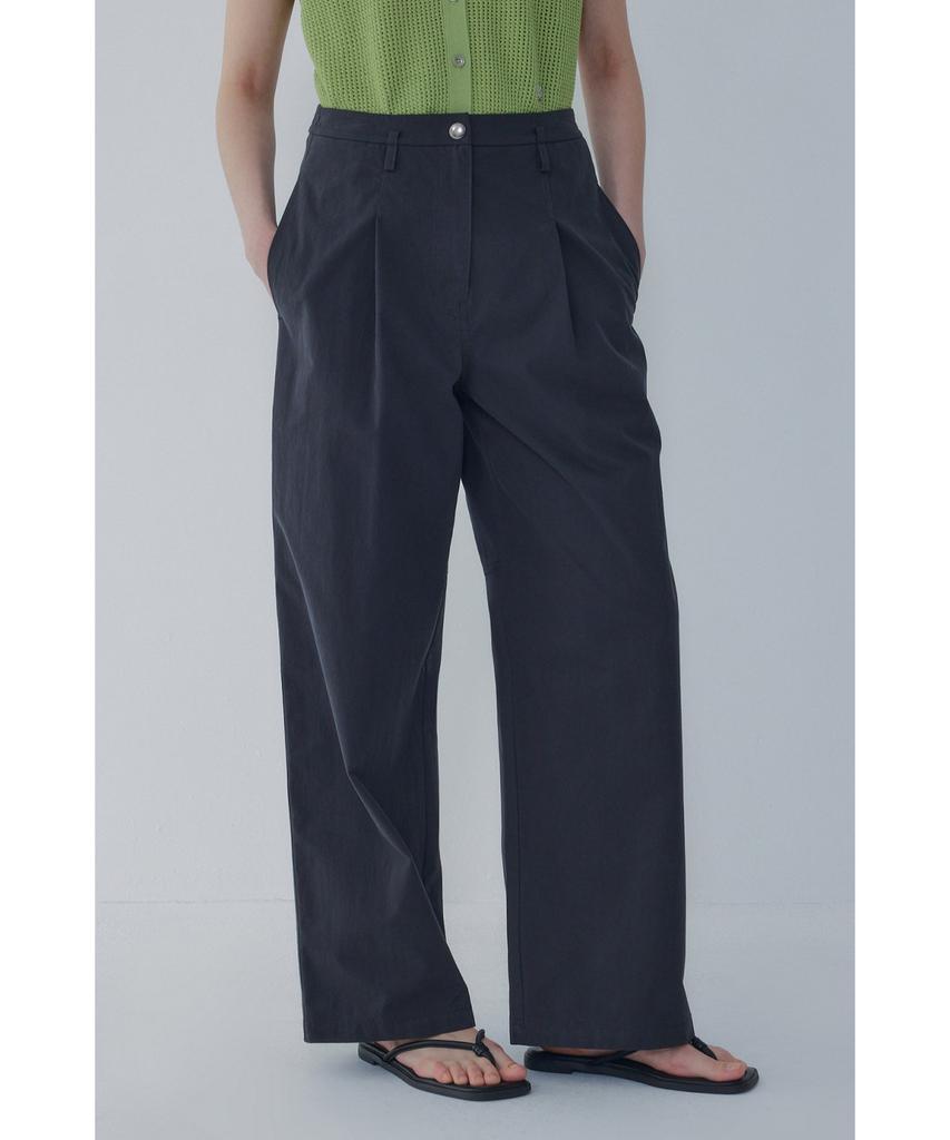Bobeu One-Tuck Pleated Wide Chino Pants_Charcoal 7156230001
