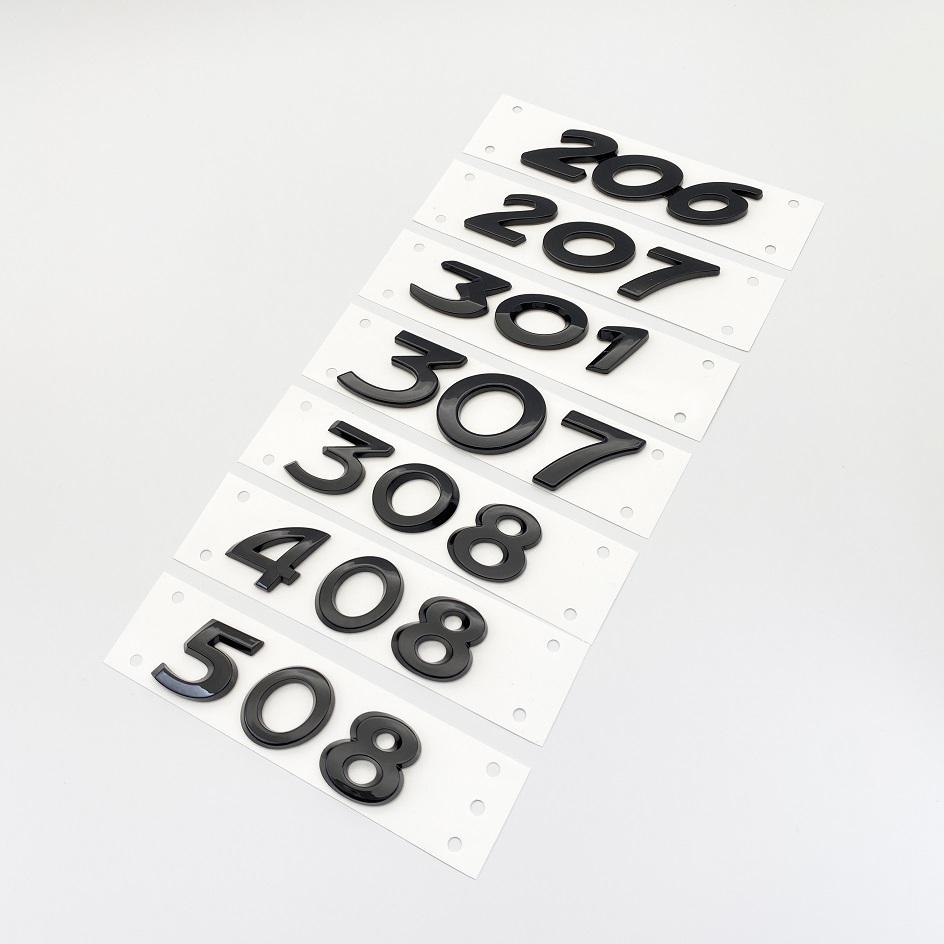 2026 Horká Samolepka na Auto 3D Černé Stříbrné Písmena 206 207 301 307 308 408 508 Znak pro Peugeot Auto Blatník Kufr Zadní Logo Samolepka