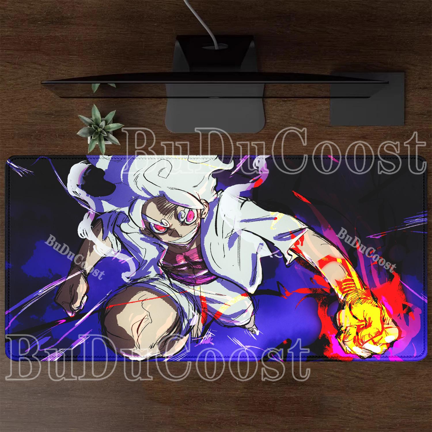 One Piece Luffy Anime hochauflösender gedruckter Computer-Mauspad, Gaming- und Büro-Zubehör, rutschfeste Schreibtischmatte, vergrößertes Tastatur-Mauspad. 30x60cm white