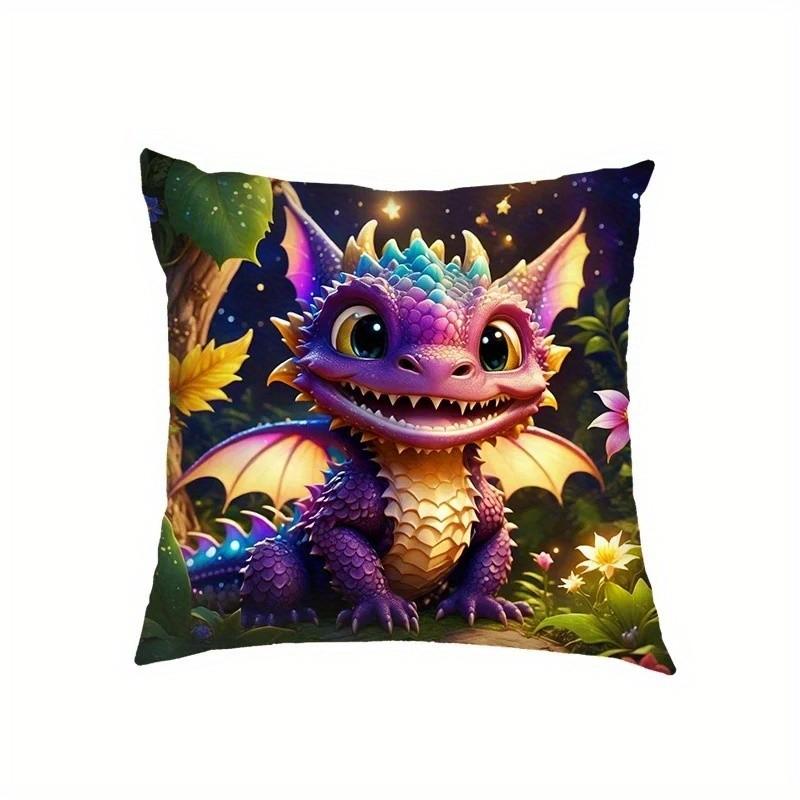 Cute Fantasy Dragons Pillowcase Decor Pattern Cushion Cover Suitable For Sofa Bedroom Car Pillow Cover