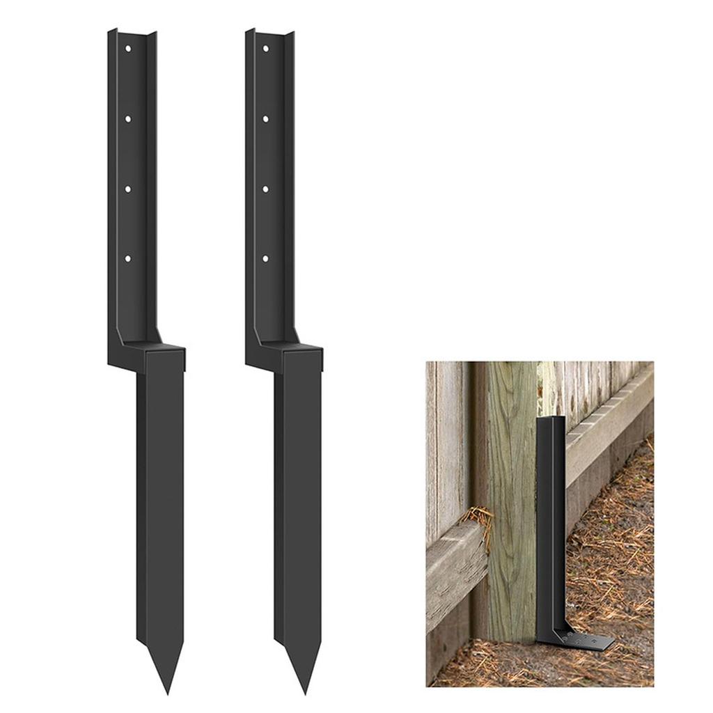 AT19-Heavy Duty Steel Fence Post Kit, Fence Post Stakes Anchor Ground Spike For Repairing Wooden Fence Post