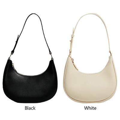 Women Underarm Bags PU Leather Half Moon Ladies Handbags Fashion Simple Casual Solid Elegant Portable Tote Hobo Purse