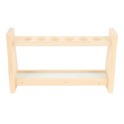 Support de Tube à Essai en Bois 6 Trous Support Porte-Tubes en Verre pour Plantes Expériences Scientifiques Décoration Artisanat