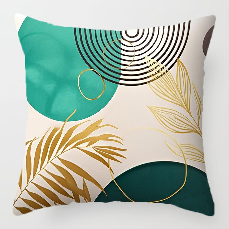 Home Decor Geometric & Leaf Pattern Decorative Pillow Covers Pattern Cushion Cover Suitable for Sofa Bedroom Car Pillow Cover