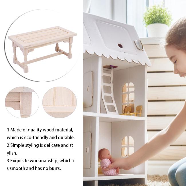 1:12 Mini Masă din Lemn pentru Grădină/Sală de Mese, Model Mobilier pentru Casă de Păpuși