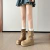 Pile Boots Thick-soled Medium Boots Women's 2026 New Elastic Thin Boots Retro Belt Buckle Western Boots