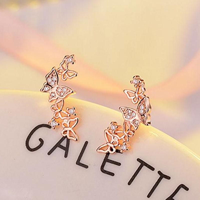 BELLA BOX New Trendy Delicate Bow Stud Earring For Women Cute Hollow Out Butterfly Beautiful Birthday Valentines Gift For Girl