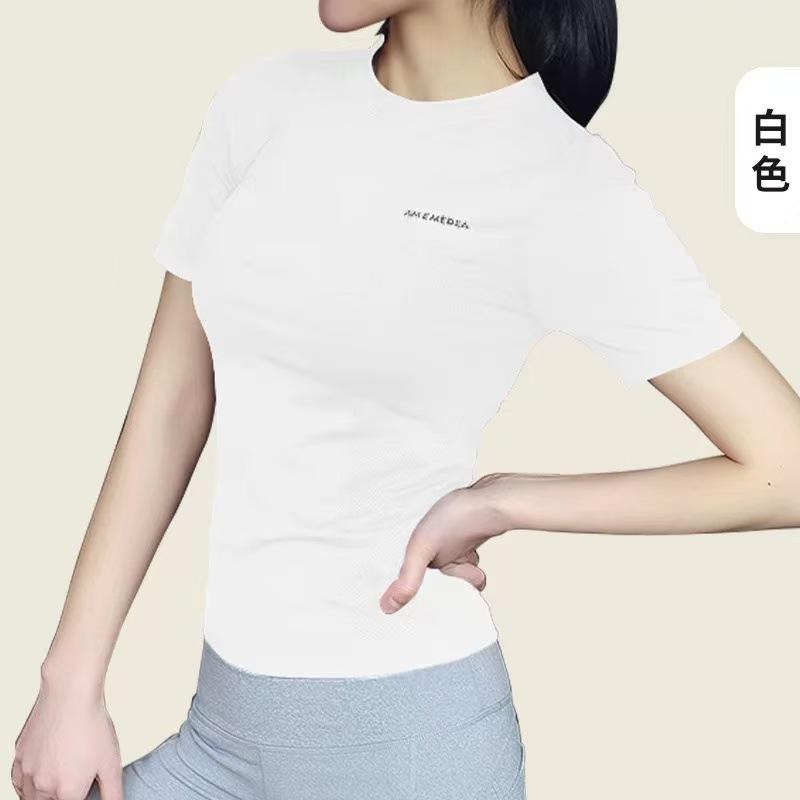 

JYL Sports Short Sleeve Top Slim Pilates Yoga Running Fitness Top S аквамарин