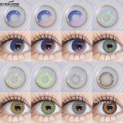 Fashion Color Contact Lenses Pink Purple Spectacle Lens Purple Gray Contact Lens Brown Gray Spectacle Lens Cosmetic Green Lens 1 Pair