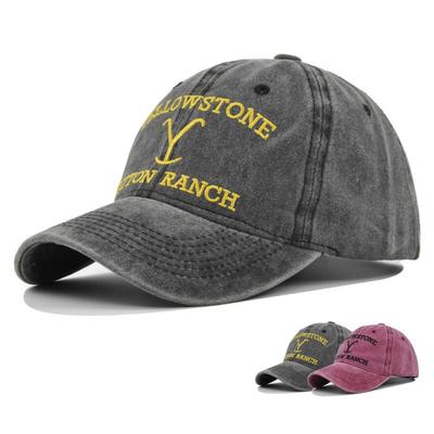 Nuevo Sombrero de Verano Yellowstone Dutton Ranch Gorra de Béisbol con Ranura para Cola de Caballo Bordado Exterior Desgastado Sombrero Protector Solar Gorra de Color Sólido