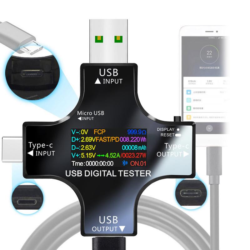 USB Tester DC Type-C PD Digital Voltmeter Amper Voltage Current Monitor Ammeter Detector Power Bank Charger Capacity Meter 8.0A