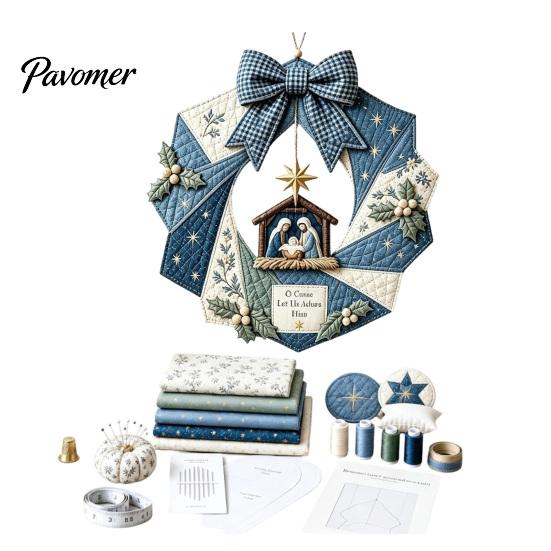 Dekorativer Stoffkranz Bausatz Weihnachten DIY-Set, Patchwork Anfängerfreundlich Handgemachtes Feiertagsbasteln Personalisiertes Türdekor Dekoration Set für