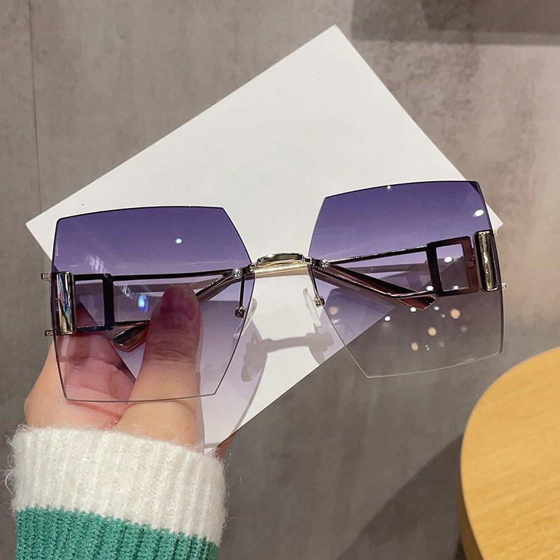 Square Shape Rimless Women's Sunglasses Metal Frame Hollow Out Leg Outdoor Sunglass UV Protection Female Sun Glasses