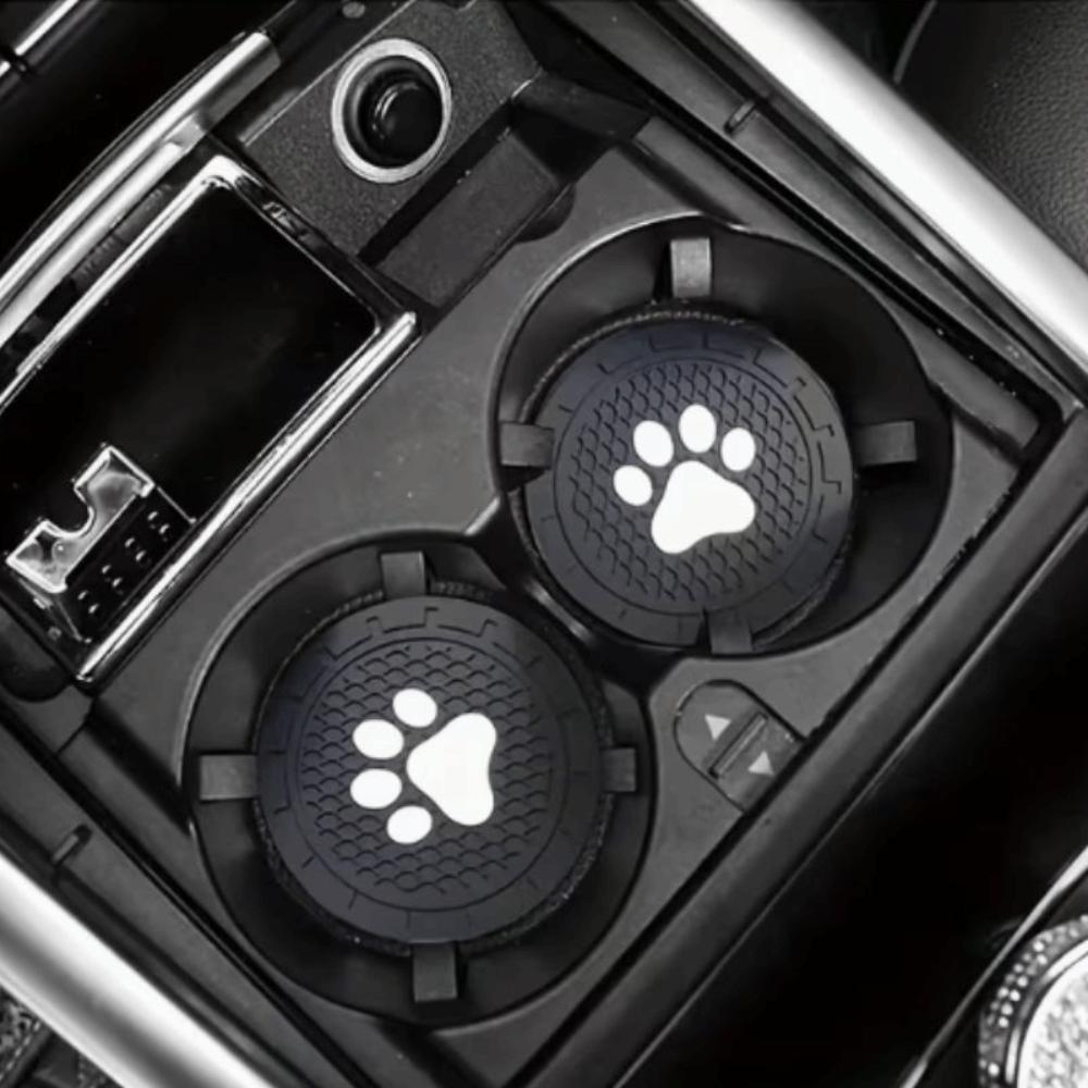 4pcs Paw Print Design Car Cup Holder Coaster Strong Wear-Resistan Universal Cup Mats  Most Cups