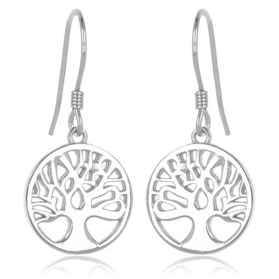 [Q4011] - Silver 'Tree of Life' Silver Earrings (rhodium-plated) - 12 Mm