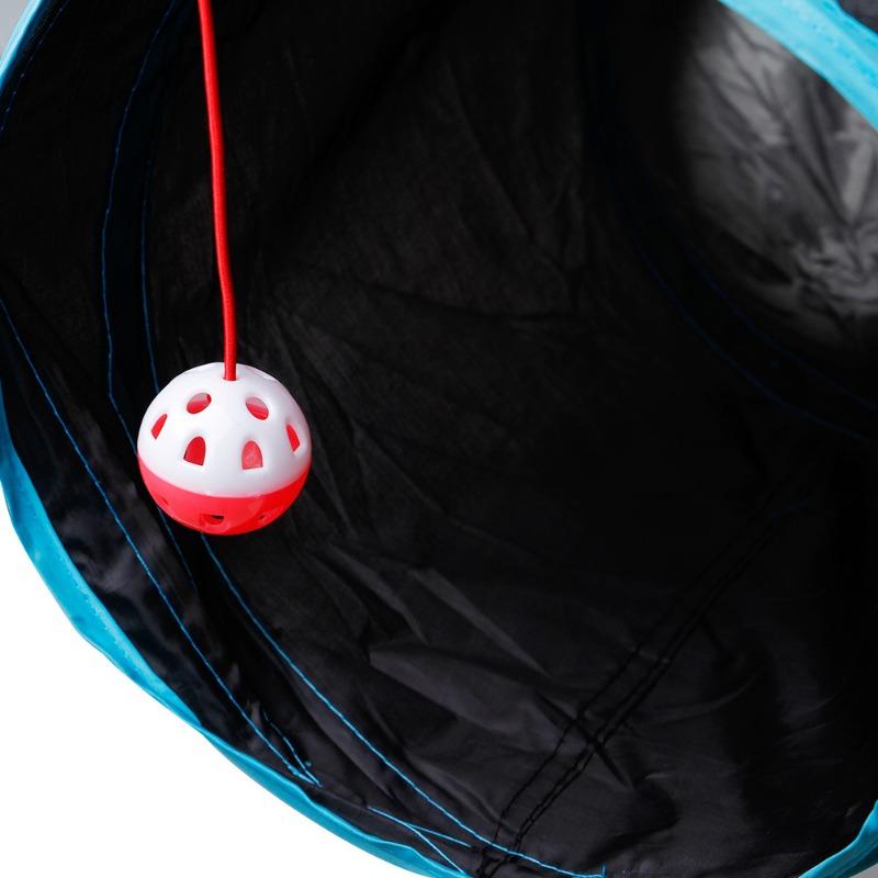 Blue Black Cat Tunnel Toy Foldable Play Tube Fun Pop-Up Hideaway Interactive Chase Game Durable Pet Playhouse for Indoor Kittens