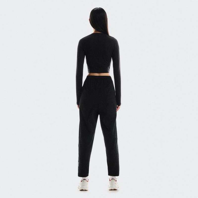On Studio Lg-T Crop Soft Breathable Sweat-Wicking Quick-Dry Workout Lg Sleeve T-Shirt Women tops Black 1WF11570553