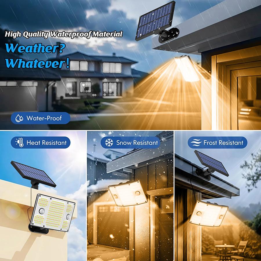 LED Solar Light Outdoor with Motion Sensor Solar Security Light Waterproof LED Floodlight 3 Modes Solar Wall Lamp for Yard Porch