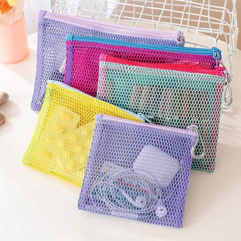 Mesh Travel Cosmetic Bag Portable Makeup Storage Bag Purses Women Large Capacity Zipper Make Up Organizer Storage Clutch