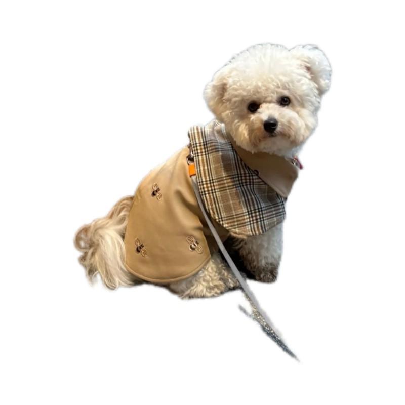 Vintage Detective Cape Small Medium Dogs Winter Pet Costume Classic Plaid Bowtie Collar