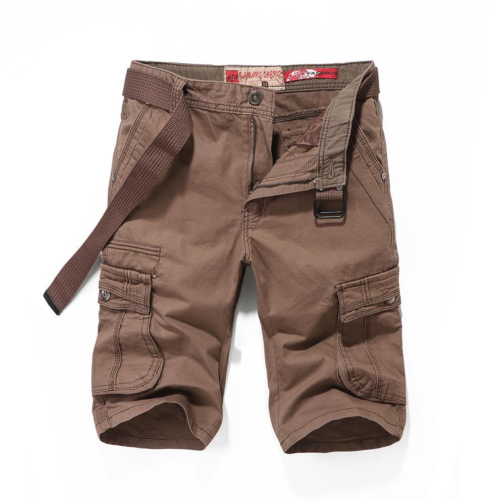 Men's Summer Cotton Workwear Cargo Shorts - Washed, Casual, Multi-Pocket, Straight Leg Bermuda.
