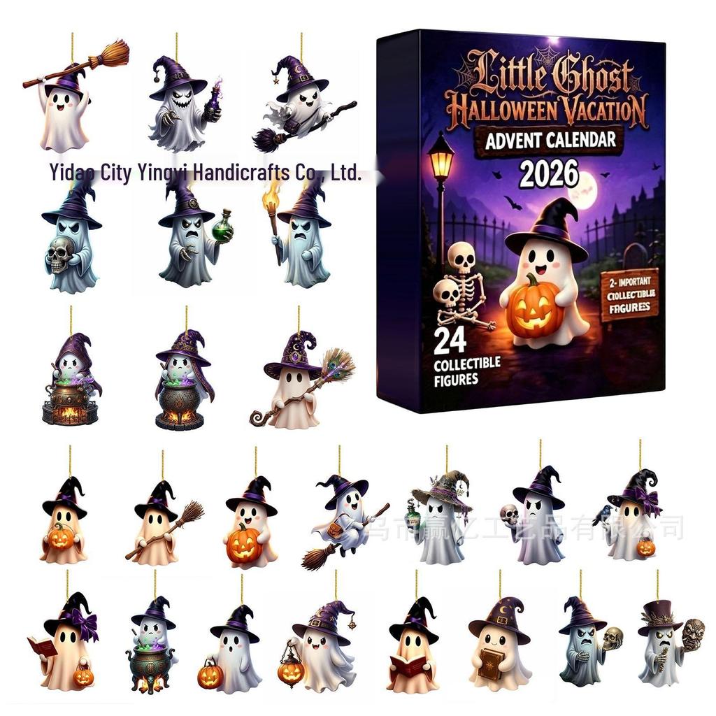 2026 Halloween Witch, Ghost & Goblin Countdown Calendar with Acrylic Pendant Blind Box