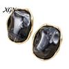 Gift for Her on Birthday 1 Pair Natural Healing Stone Stud Earrings Women, Gold Lightweight Daily Wear Plated Oval Resin Earrings, Faux Crystal