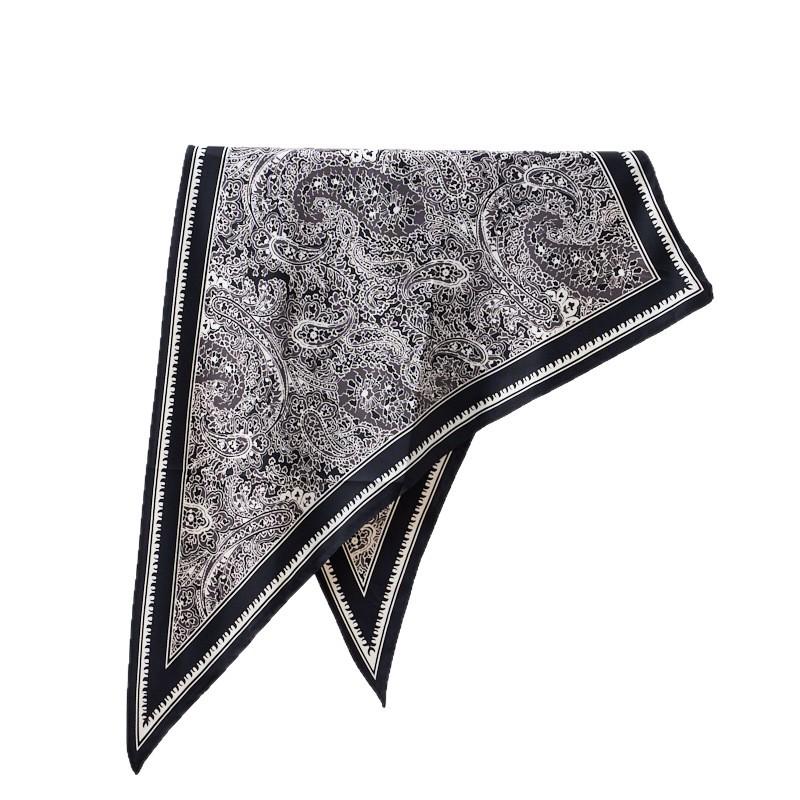 Women Versatile Cashew Print Faux Silk Multi Use Triangle Neck Scarf