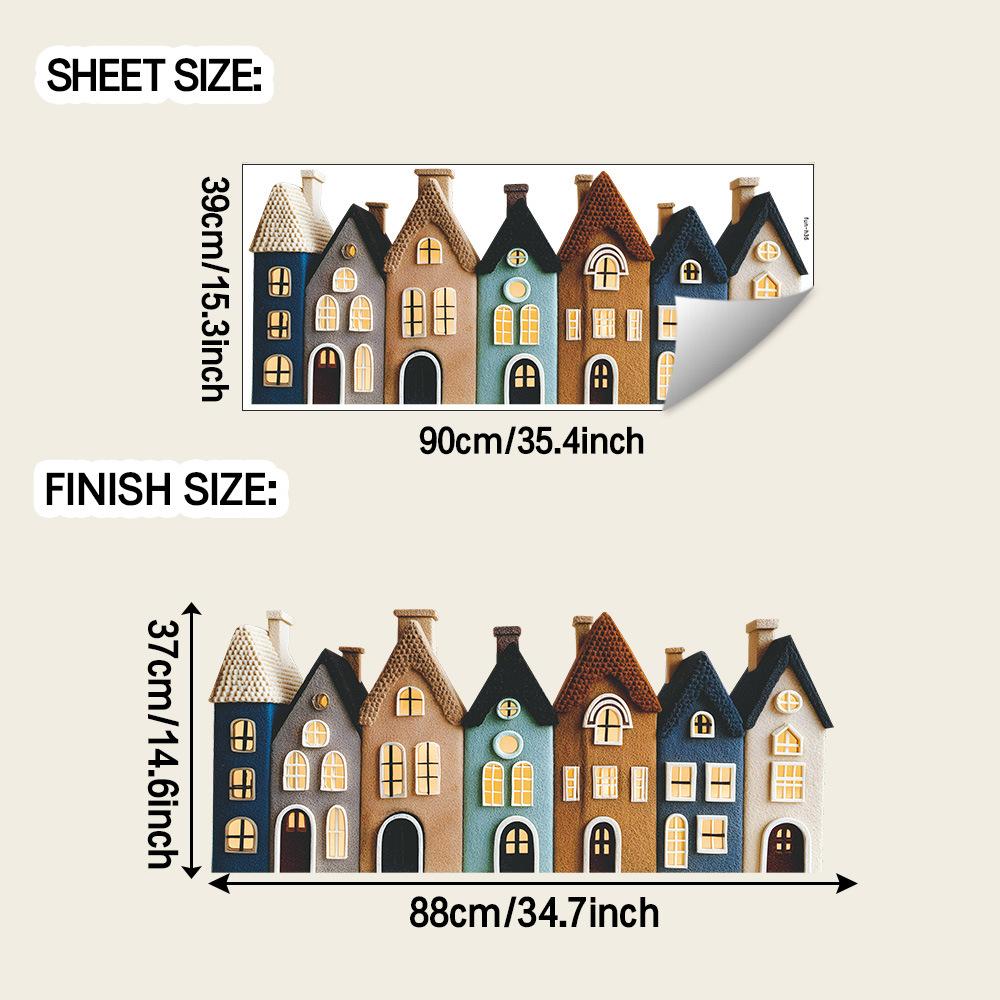 Мультяшный Сказочный Город Стикеры - Спальня для Детей - Настенное Украшение Самоклеящиеся Наклейки
