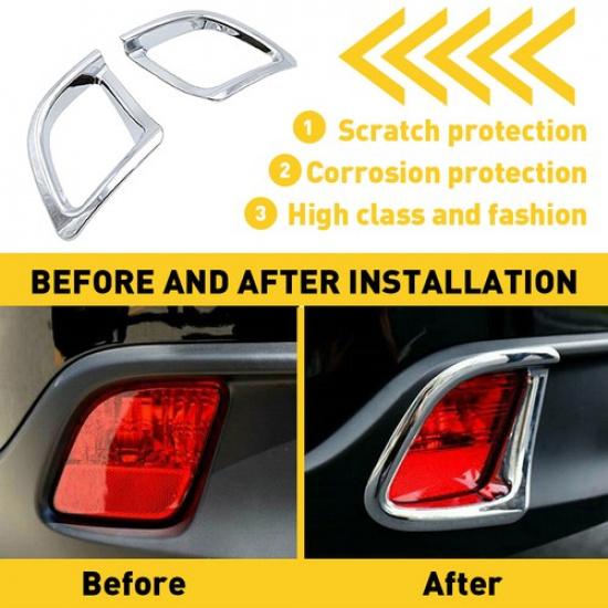 Rear Bumper Fog Cover Light Fit Toyota Highlander 2014-2018 Chrome Trim