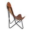 Leather Living Room Chairs-Leather Butterfly Chair-Hand Weaved Tan Brown Leather Butterfly Chair-Handmade with Black Powder Coated Folding Iron Frame.