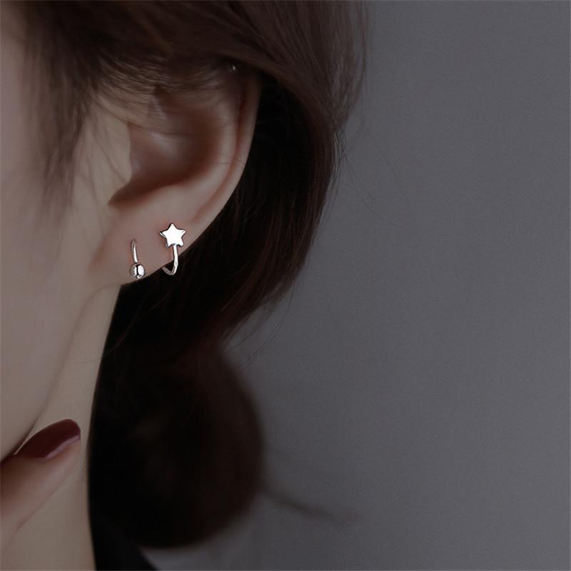 2pc/set Ins Heart Ear Cuff Earrings  for Pierced Ears Women  Fashion Jewelry New Spiral Heart Star Earrings