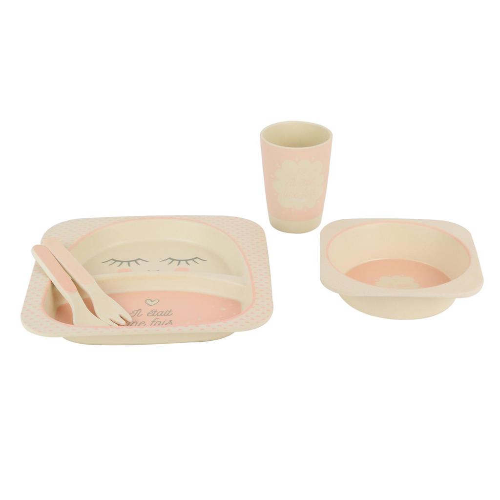 Les Trésors De Lily [Q7766] - Set repas enfant bambou 'Il Etait Une Fois' rose - (5 pièces)