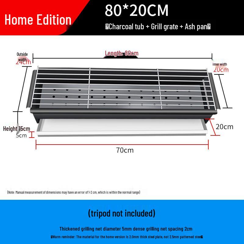 Large Charcoal BBQ Grill with Ash Drawer