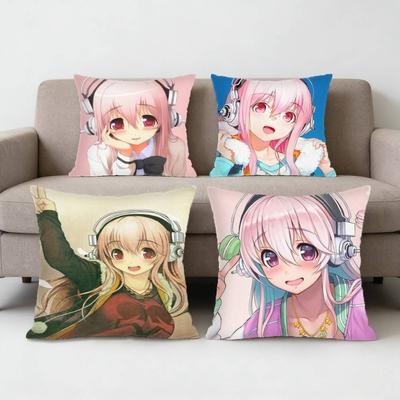 Cartoon Virtual Singer Super Sonico Pillow Case Sofa Living Room Bedroom Headboard Backrest Cushion Square Cushion Nap Time