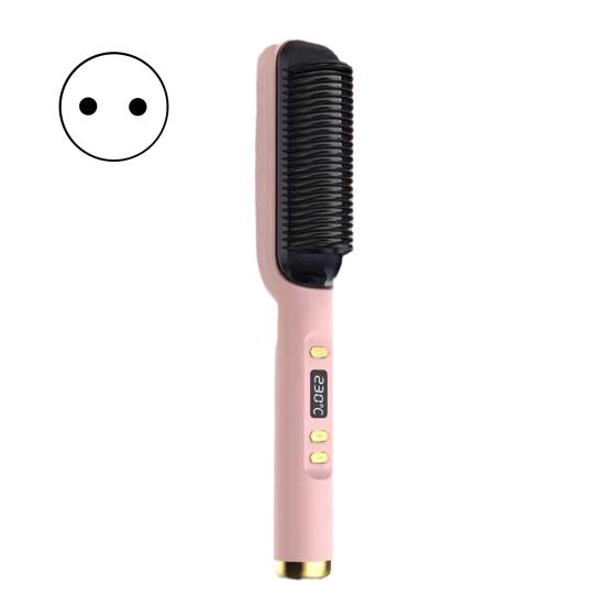 

Беспроводной выпрямитель для волос Щетка Портативный мини-выпрямитель для волос Щетка Перезаряжаемый быстро нагревающийся выпрямитель EU розовый