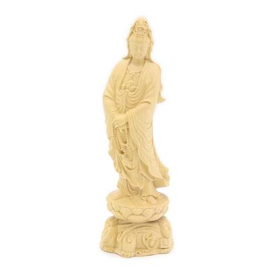 Kurita's Specialty Buddhist Statue [Bodhisattva] Standing Kannon Bodhisattva (Total Height 12cm, Width 4cm, Depth 3.5cm) High-quality Water Boxwood