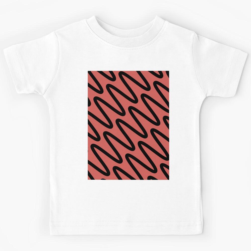 Red-Orange Black Minimal Diagonal Zigzag Stripe Pattern Pairs 2023 COTY Raspberry Blush 2008-30 Kids T-Shirt 170