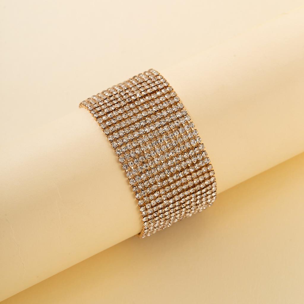 Bracciale Esagerato Flash Diamante Bracciale Largo, Catena Artigli Metallici Riga Diamante Luce Lusso Vento Freddo Gioielli per Mano Donna